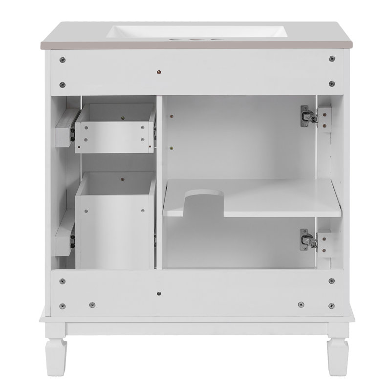 Meuble-lavabo moderne 30 "avec comptoir en céramique, Blanc