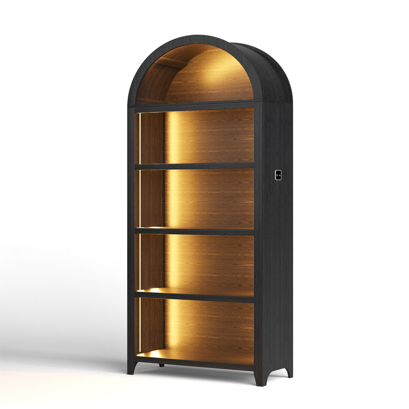175cm H x 75cm W Bookcase with Tri-Color Sensor Light, Black