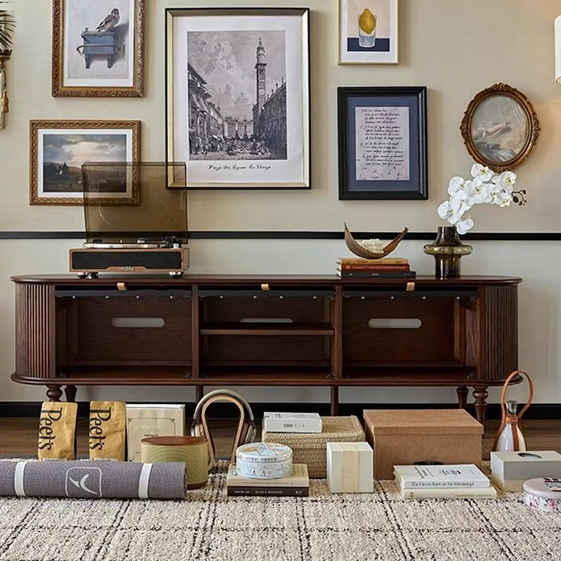 Modern Nut-Brown Solid Wood TV Stands
