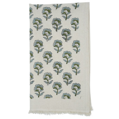 Discover Floral Hand Block Print Cotton Waffle Hand Towels 17X32 Unique Design & Premium Quality (Rohini, Green)