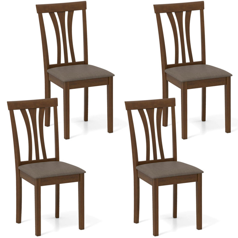 Chaises de salle à manger en lin avec dossiers creux, 4