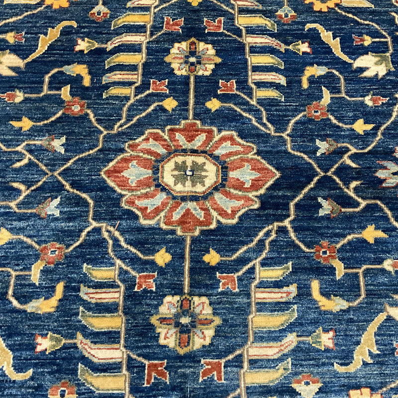 Wool Floral Area Rug in Blue