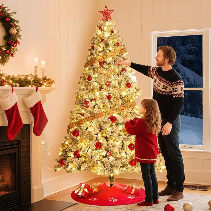 Lighted Artificial Christmas Tree, 7.5' H