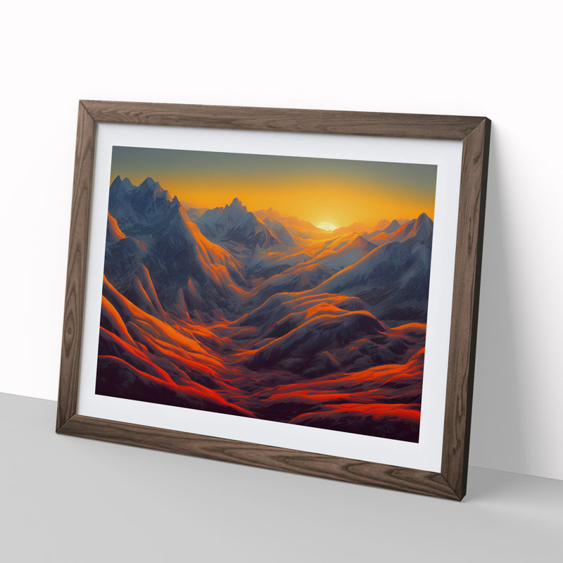 A Mountain Sunrise - Framed Print, 46cm H x 64cm W x 2cm D, Walnut Framed
