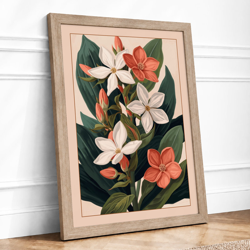 Flowering Study Botanical - Framed Print, A3 - 42.0 x 29.7 cm, Oak
