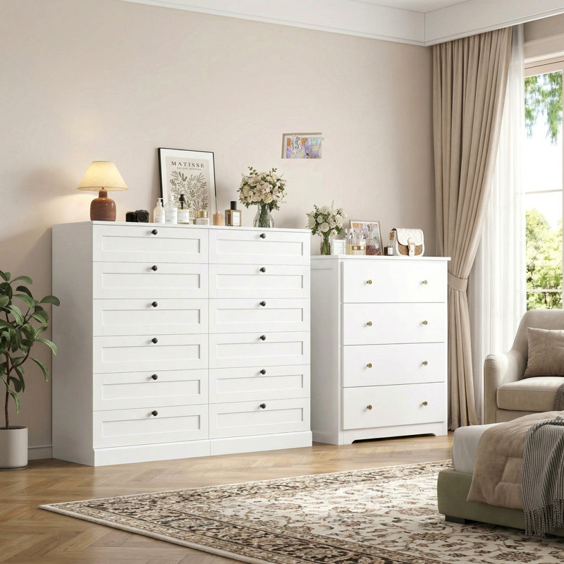 3-Piece Bedroom Sets, Modular  Versatile Bedroom Storage & Vanity, 4-Drawer + 6-Drawer + 6-Drawer Chests, Versatile Dressers for Bedroom, Living Room, or Entrywaydroom Storage Suite