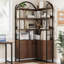 Bibliothèque de coin 74 "à 6 niveaux avec armoire et portes, rangement en L pour bureau à domicile, brun-1625765808