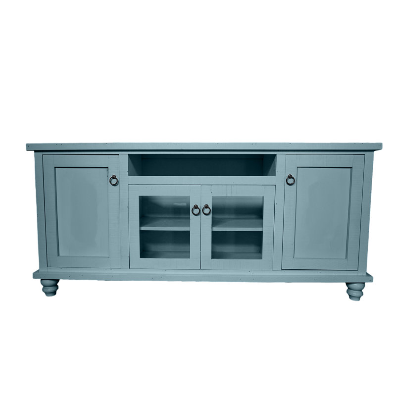 Touber Unfinished Entertainment Center, Interesting Aqua, 37" H x 80" W x 17" D