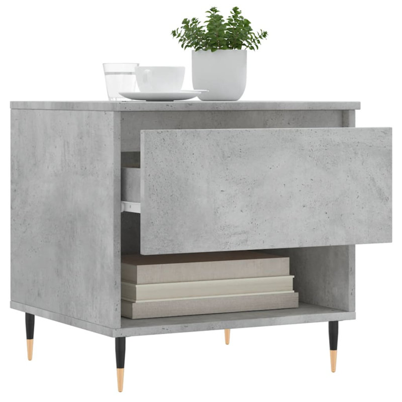 Mykisha Four Leg Coffee Table with Storage, Concrete Grey