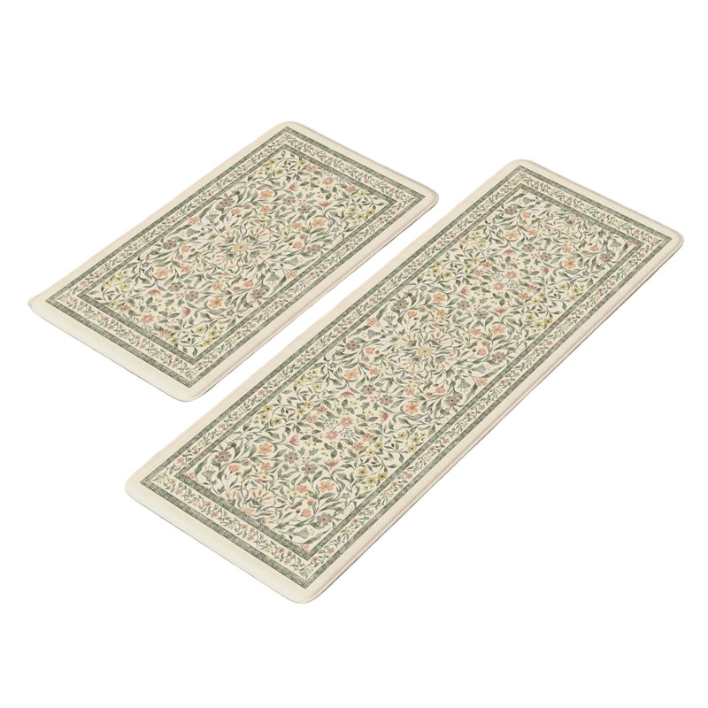 Anti Fatigue Kitchen Mats For Floor, Boho Floral Kitchen Rugs Sets Of 2, Cushioned Kitchen Floor Mats Non Slip, Comfort Spring Rugs For Kitchen Floor Sink Laundry Desk