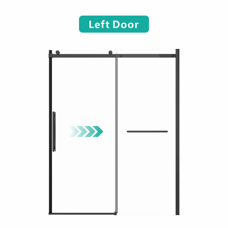  5660"W X 76"H Sliding Shower Door, 8Mm Frameless Glass Shower Door With Matte Black Hardware, Towel Bar And Handle,Drop Shipping Available