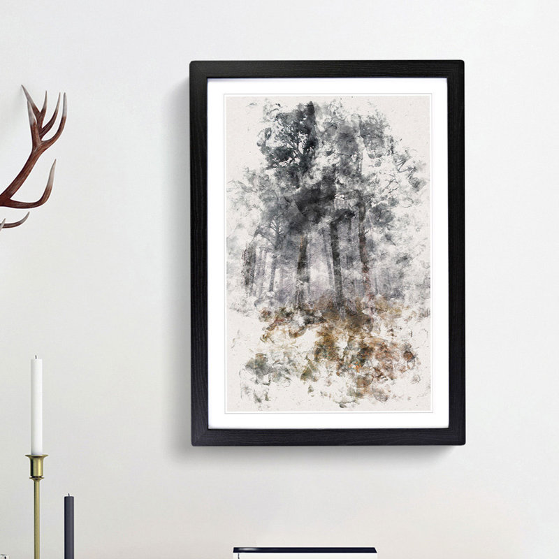 Forest in Russia - Picture Frame Painting Print, 33cm H x 24cm W x 2cm D, Black Framed