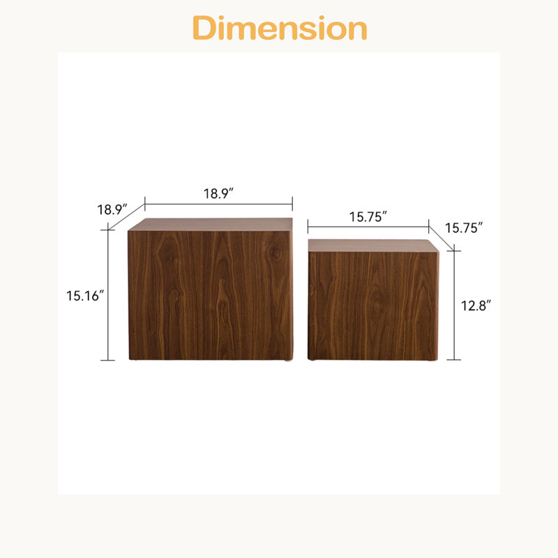 Ensemble de 2 tables basses en MDF, Noyer