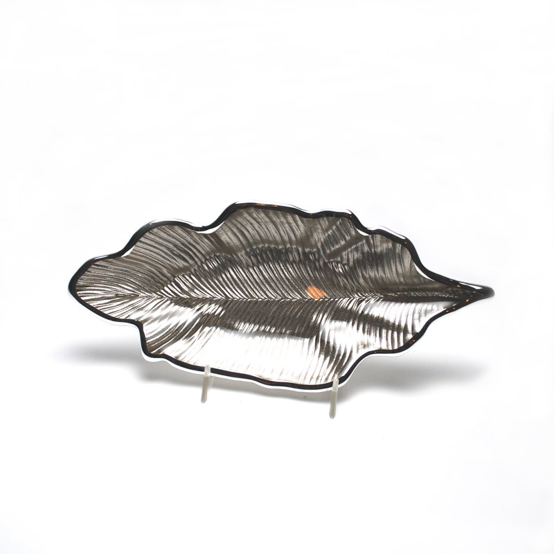 Foglia Glass Decorative Tray, Sand