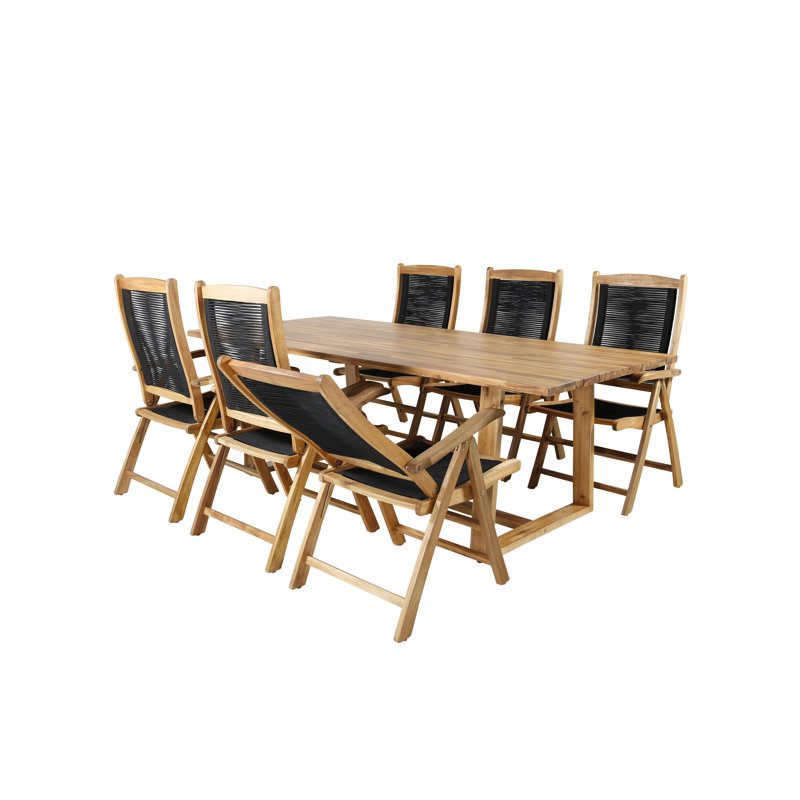 Zulma 6 - Person Acacia Solid Wood Dining Set