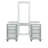 Glam Style Vanity W/ Stool Set Acrylic Handles Felt Lined Top Drawers Ball Bearing Glides Power Outlet LED On Mirror Gray Finish Bedroom Furniture