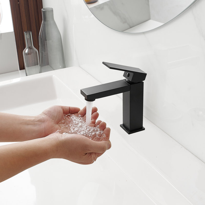Robinet de salle de bain monocorps et monocommande, Noir mat