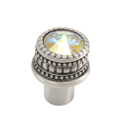 Caché medium round knob with an 16mm rivoli Swarovski Aurore Boreale Crystalin Satin