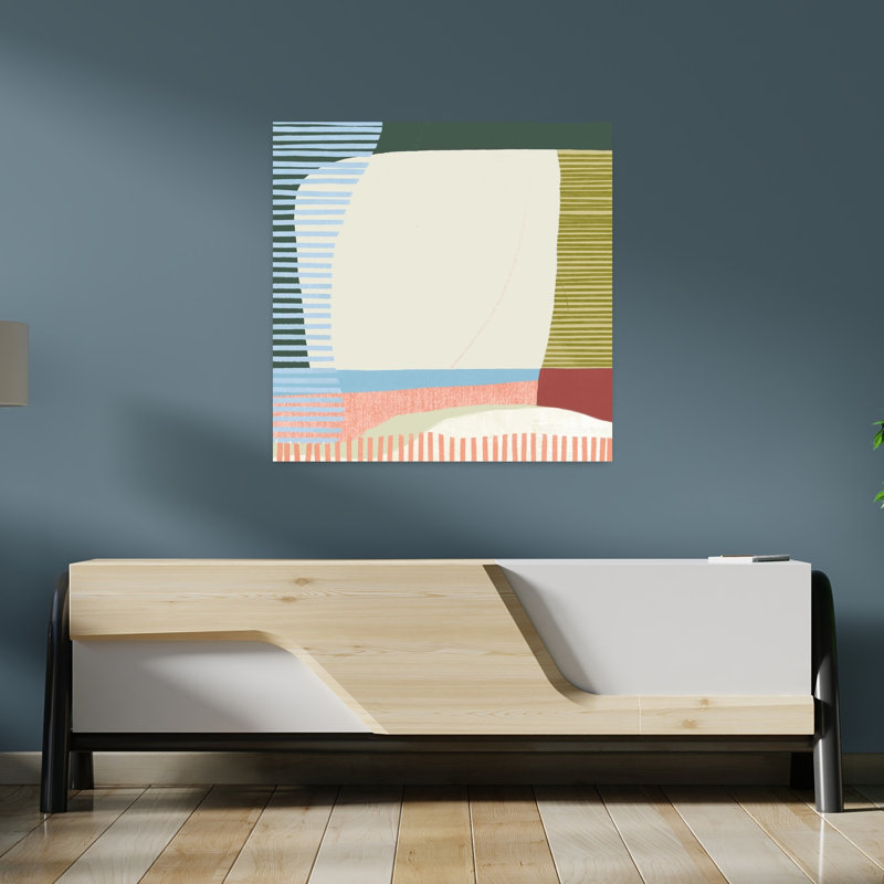 Vagues de rayures colorées I, art mural contemporain abstrait, H 36 po x l 36 po
