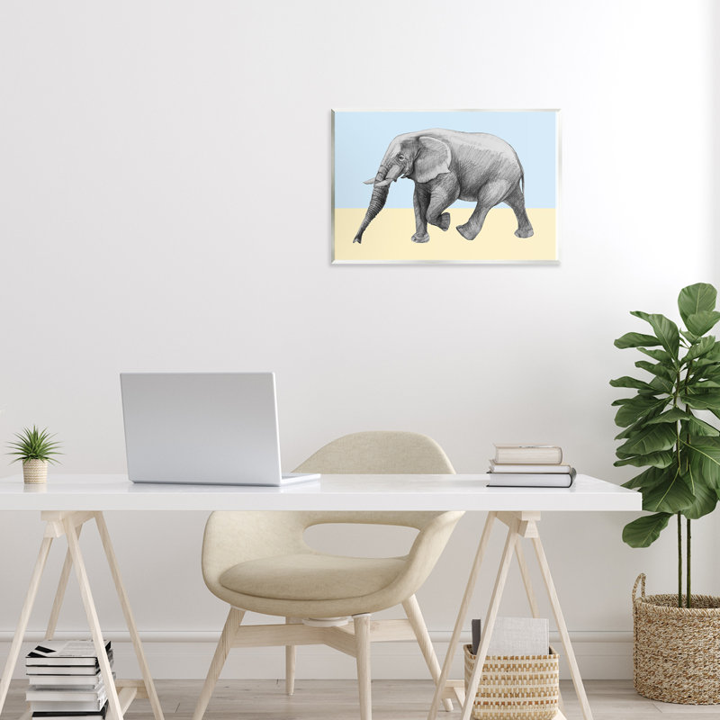 «Stepping Elephant in S Croquis», plaque murale, design par Violeta Vollmer, H 10 po x l 15 po