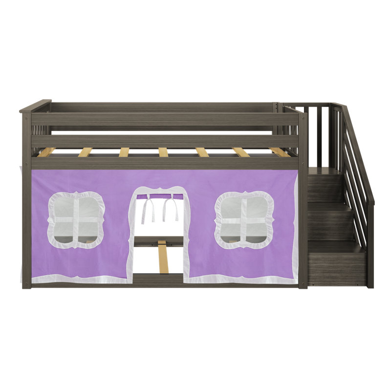  Westhampton Kids Twin Over Twin Bunk Bed with Curtain, Purple, Clay