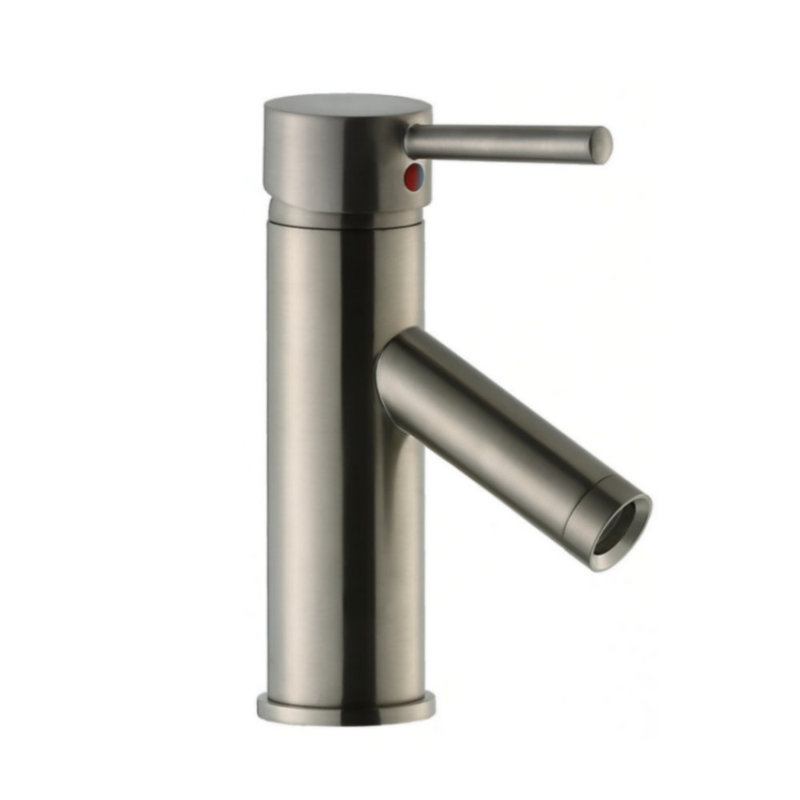 Euro Collection Single-Handle Deck-Mount Short Vessel Lavatory Bathroom Sink Faucet - Brushed Nickel, Brushed Nickel