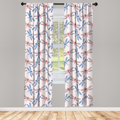 Dragonfly Semi-Sheer Rod Pocket Curtain Panels
