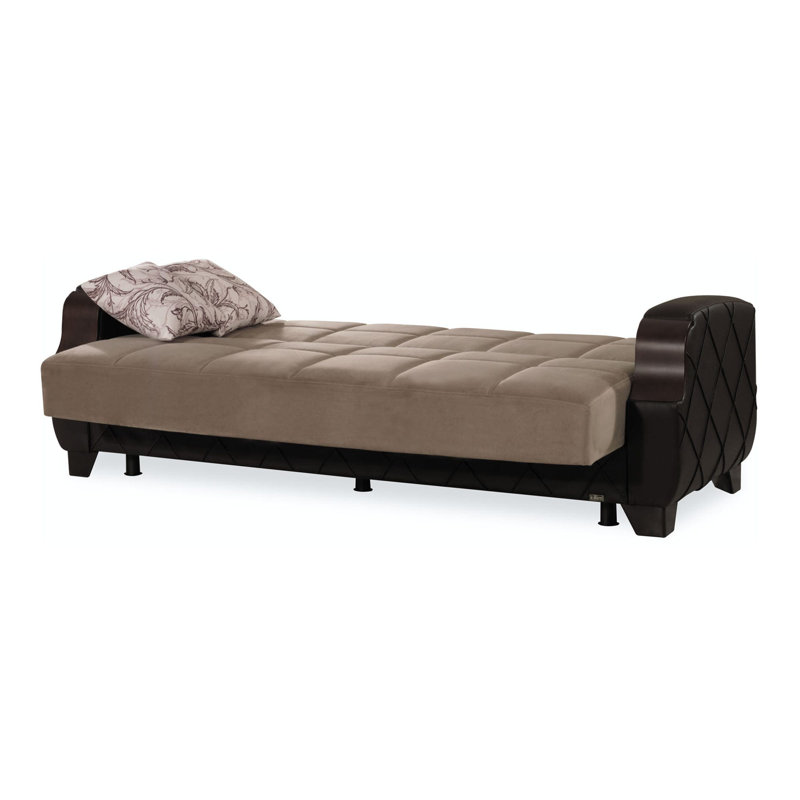 Olivo 89 in. Fabric Upholstered 3-Seater Twin 3-in-1 Sleeper Sofa Bed with Storage, Brown