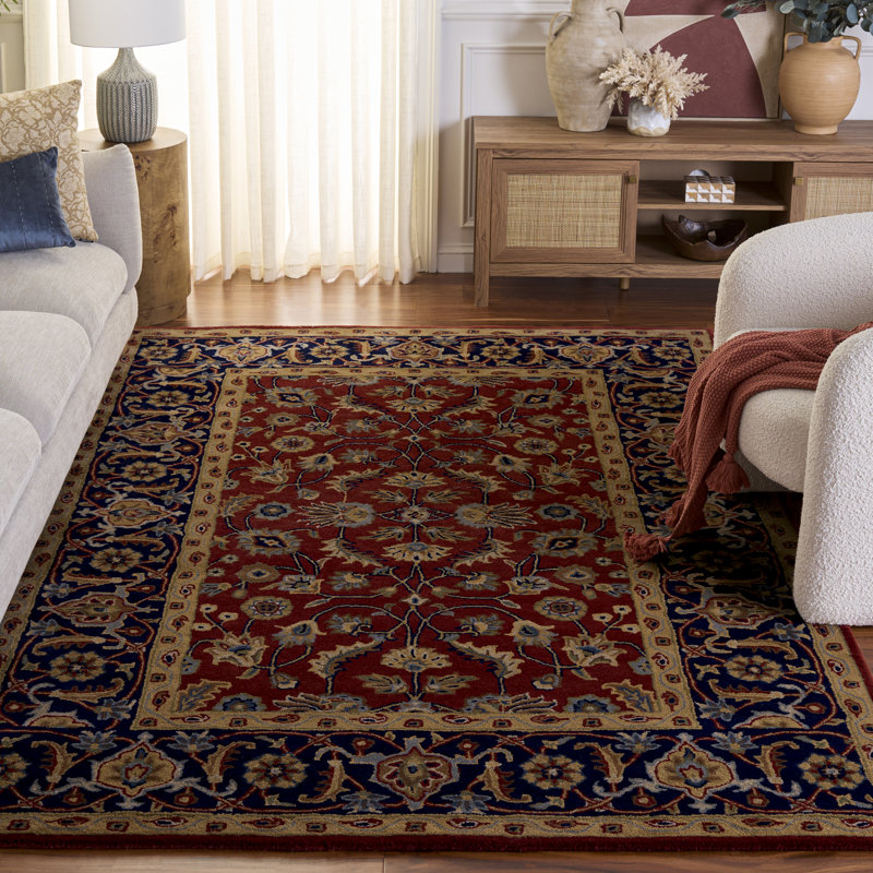 Badham Hand Tufted Wool Floral Rug, Rectangle 6' x 9'