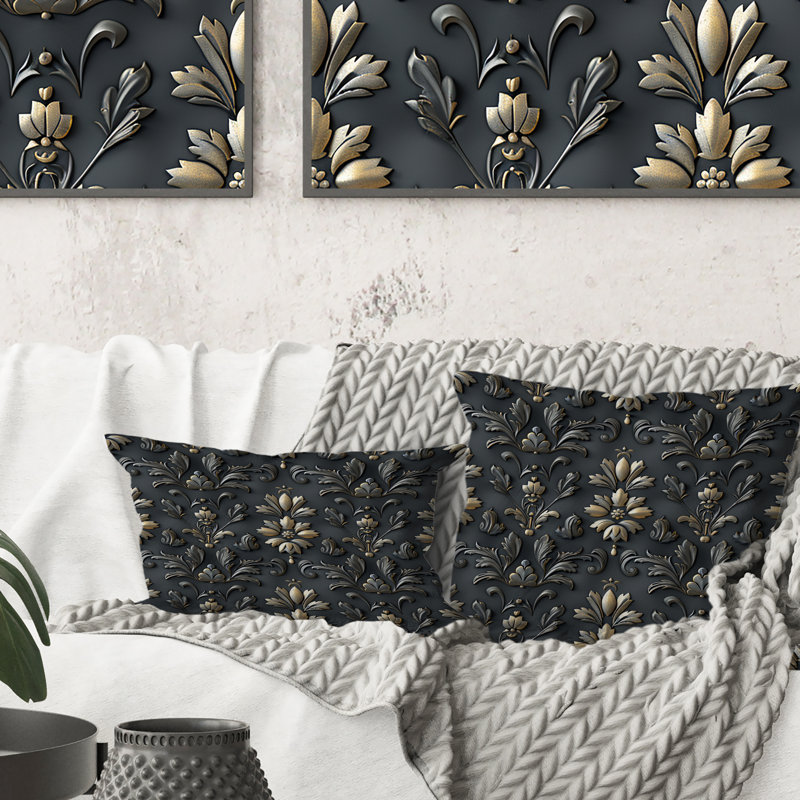 Coussin décoratif gris foncé Glamour Luxe III, H 18 po x l 18 po