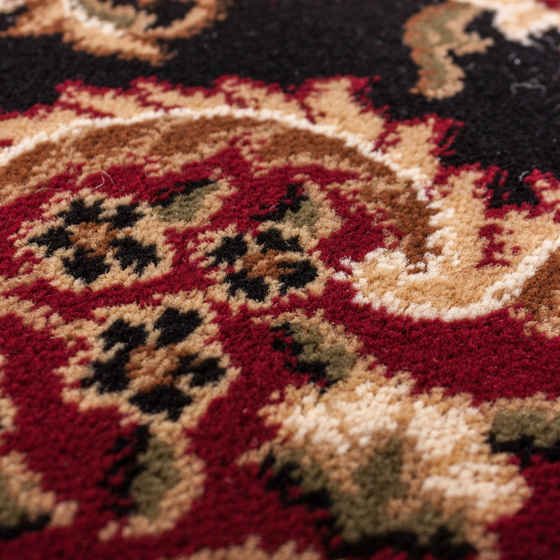 Belliere Medallion Kashan Black Traditional Rug, Round 5'3"