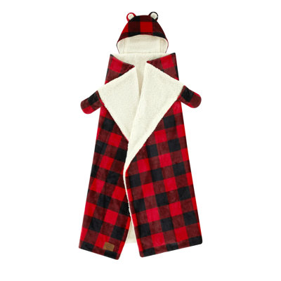 Jeté à capuche rouge et noir Dearfoams