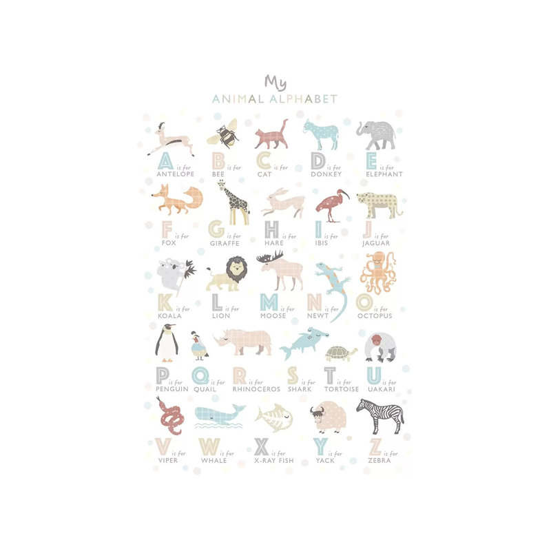 Neutral Animal Alphabet by PaperPaintPixels - Wrapped Canvas Print, 20.32 cm H x 30.48 cm W