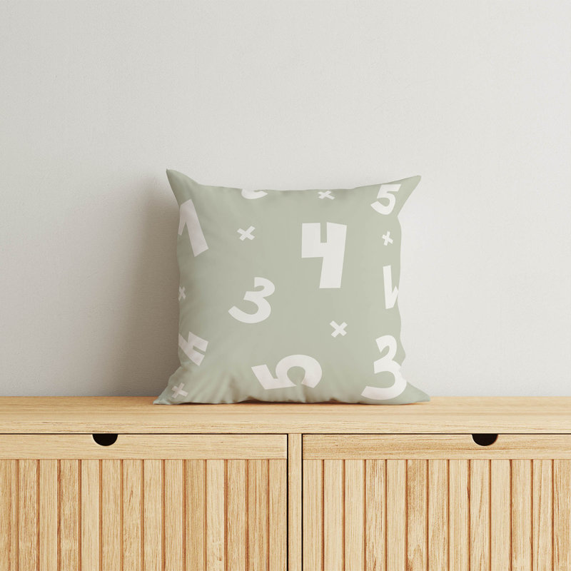 Coussin Numéros, H 26 po x l 26 po, Vert clair / vert / ivoire