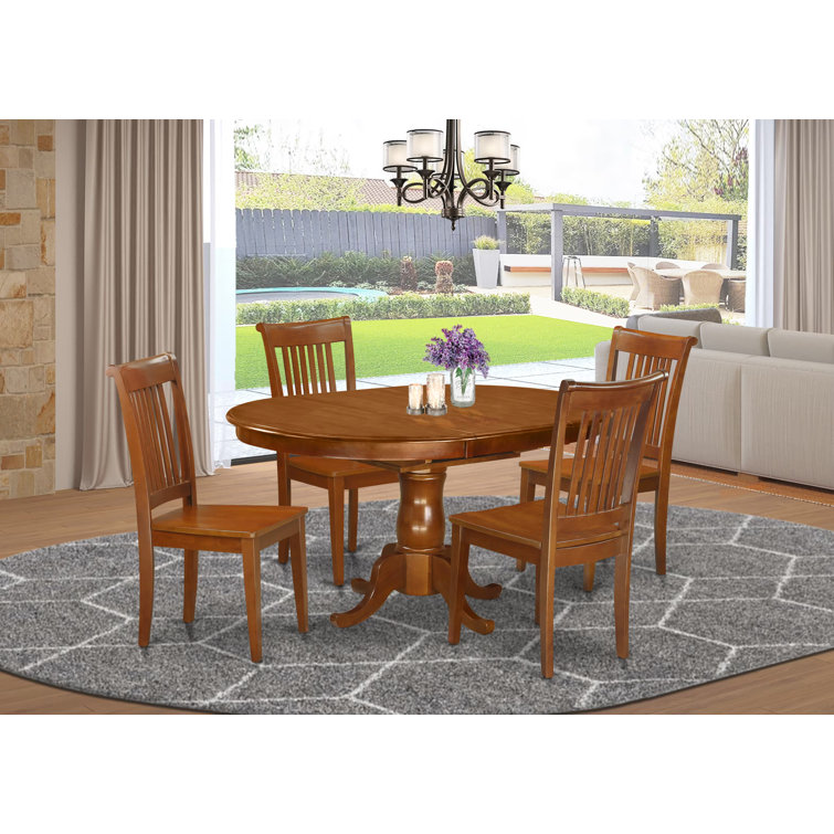Lawanda 4 - Person Solid Wood Solid Wood Top Pedestal Dining Set