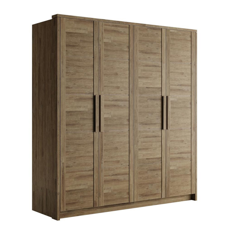 Fino 4 Door Solid Wood Wardrobe, Grey