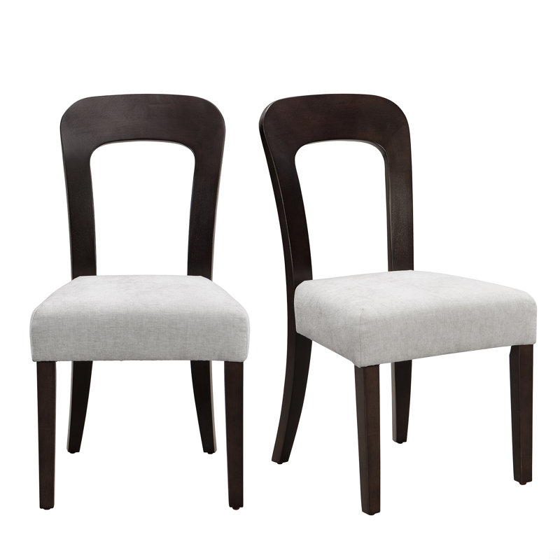Ensemble de 2 chaises de salle à manger rembourrées avec pieds en bois d'hévéa massif, capacité de poids de 330 lb, Gris