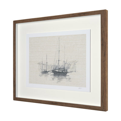 «Sail Away I» par Studio A, reproduction d'art encadrée à la main avec passe-partout mat