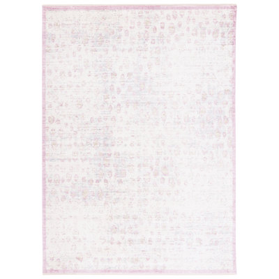 Tapis viscose rose / crème