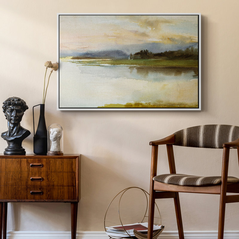 Paysage rétro - VMC, H 25 po x l 37 po x P 2 po, Toile avec cadre blanc