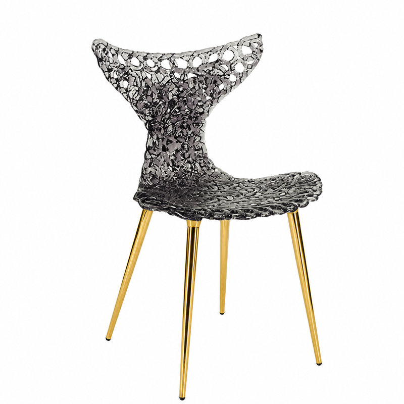 Chaise parsons DAINTE Stitch, Noir, Doré