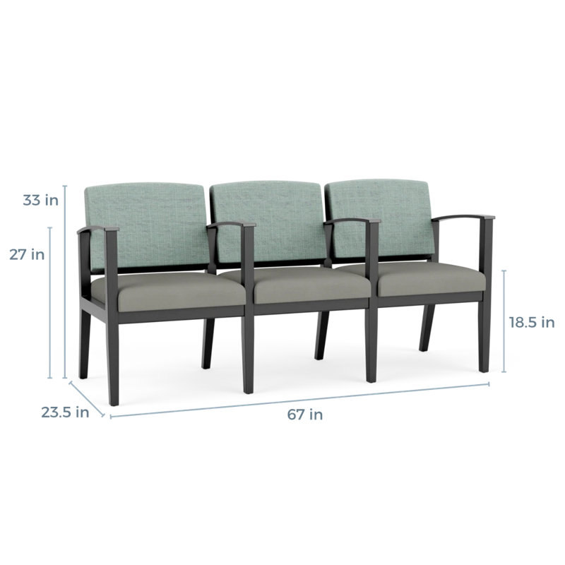 Siège tandem 3 places Amherst, Noir, Chambray écume de mer / Patriot Plus colombe