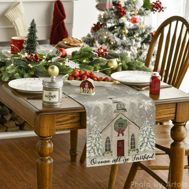 Chemin de table en forme de flocons de neige de Noël, L 72 po x P 13 po