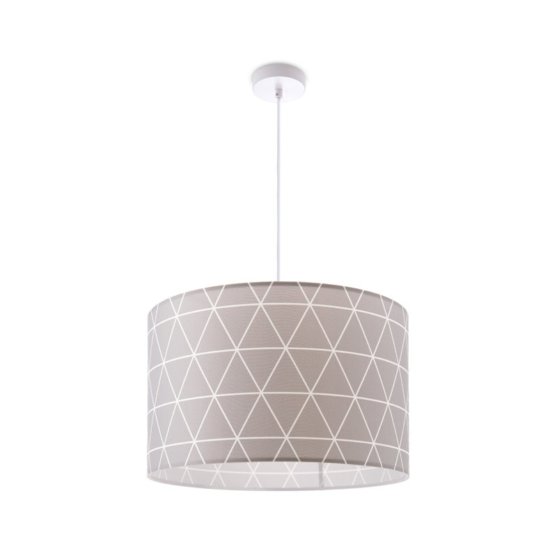 Drum pendant lamp 1-light Ishmeet, Grey/White, 27cm H x 45cm W x 45cm D