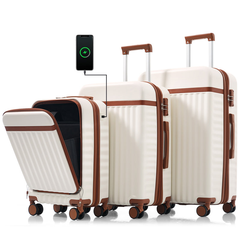 Ensemble de 3 valises, 12" H x 29.3" W x 18 " D, White