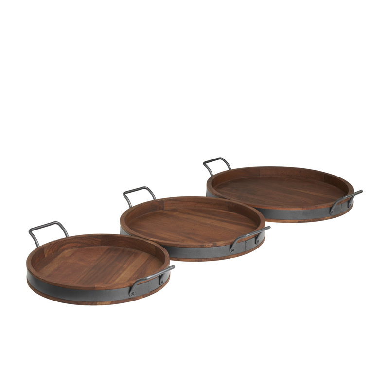 Ensemble de plateaux gigognes en bois Ellarose, Brown