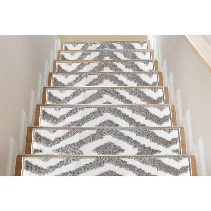 Tapis gris / blanc pour escalier Sofihas, Ensemble de 15