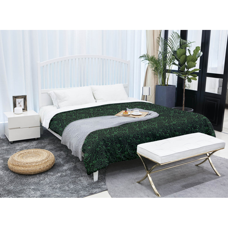 Édredon simple réversible Katelyn Elizabeth, Édredon simple TG, Noir / Vert