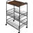 33.75"H Dining Room Cart. Rustic Brown, 2 Sliding , Side Hooks, Wheels For Versatile Storage 3 Tier Cart Room. Brown Kitchen With Organization