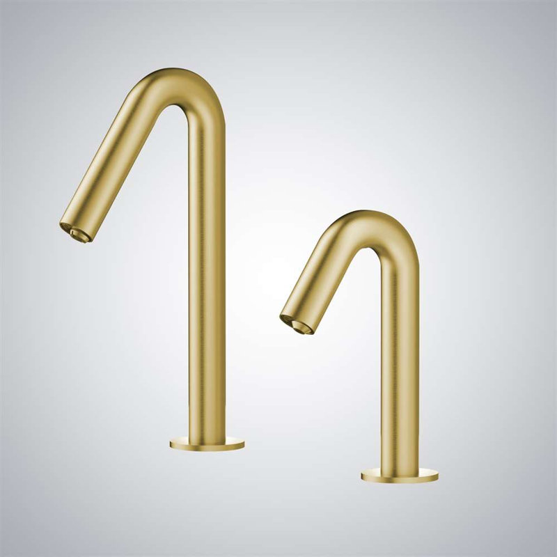 High Quality Temperature Control Sensor Faucet and Soap Dispenser, Brushed Gold
